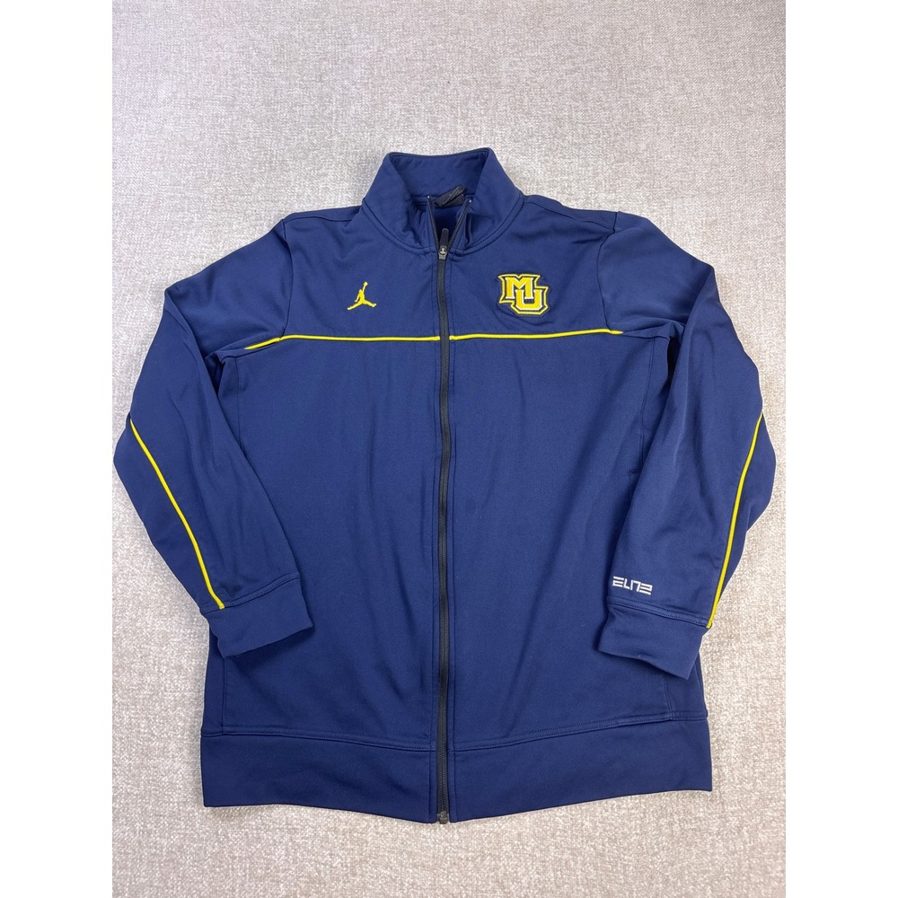 Jordan Marquette Golden Eagles Elite Track Jacket Mens Medium Navy Blue Full Zip